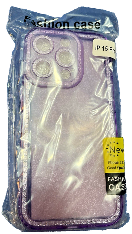 Gunprio Purple Glitter iPhone 15 Pro Case – Slim Shockproof TPU Cover