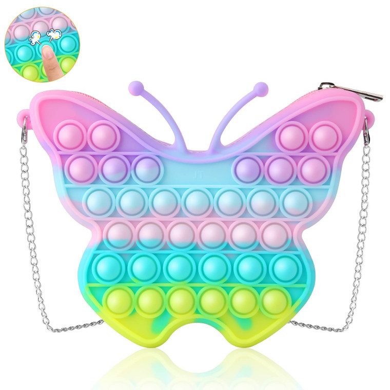 Ferenala Butterfly Fidget Purse – 8" Girls Sensory Shoulder Bag for ADHD & Anxiety