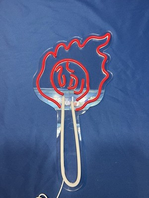 LED Torch Fire Light Up Acrylic Wall Sign - Red & White Illuminated Decor
