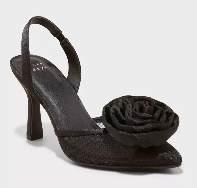 A New Day Fleur Florette Black Slingback Heels w/ Memory Foam – Size 6.5