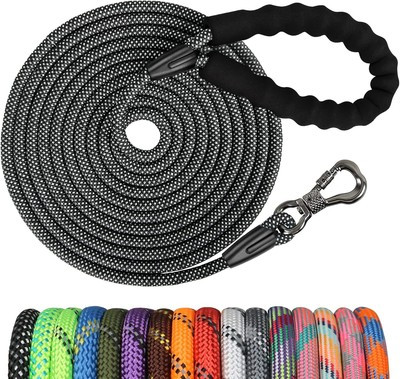 5ft Heavy Duty Rope Dog Leash - Locking Swivel Hook & Reflective