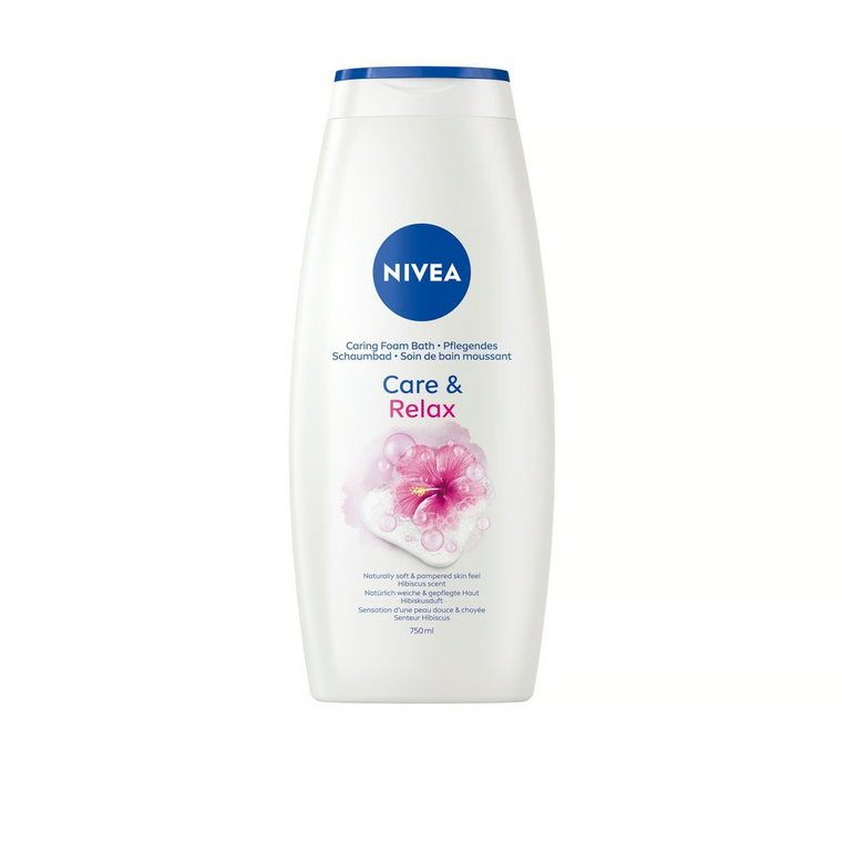 Nivea Care & Relax Foam Bath 750ml – Hibiscus, Vitamins C & E