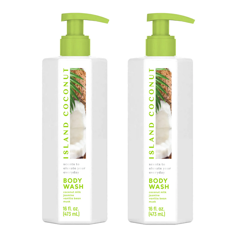 ScentWorx Island Coconut Body Wash 2-Pack – 16oz Vanilla Jasmine Musk Shower Gel