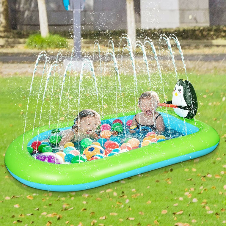 68" Inflatable Splash Pad for Kids with Basketball Hoop – Backyard Water Toy