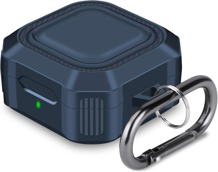 Samsung Galaxy Buds 2 Pro TPU Case – Navy Blue with Keychain Clip & LED