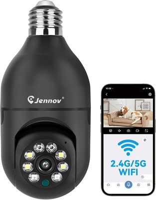 2K HD 360° Light Bulb Security Camera with WiFi & Motion Tracking