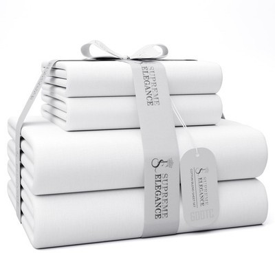 600 Thread Count Full Bed Sheet Set – Arctic White Cotton Sateen 4PC