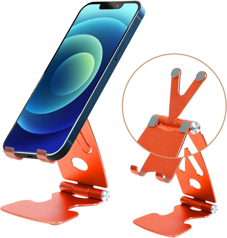 Adjustable Aluminum Foldable Tabletop Cell Phone Stand – Orange