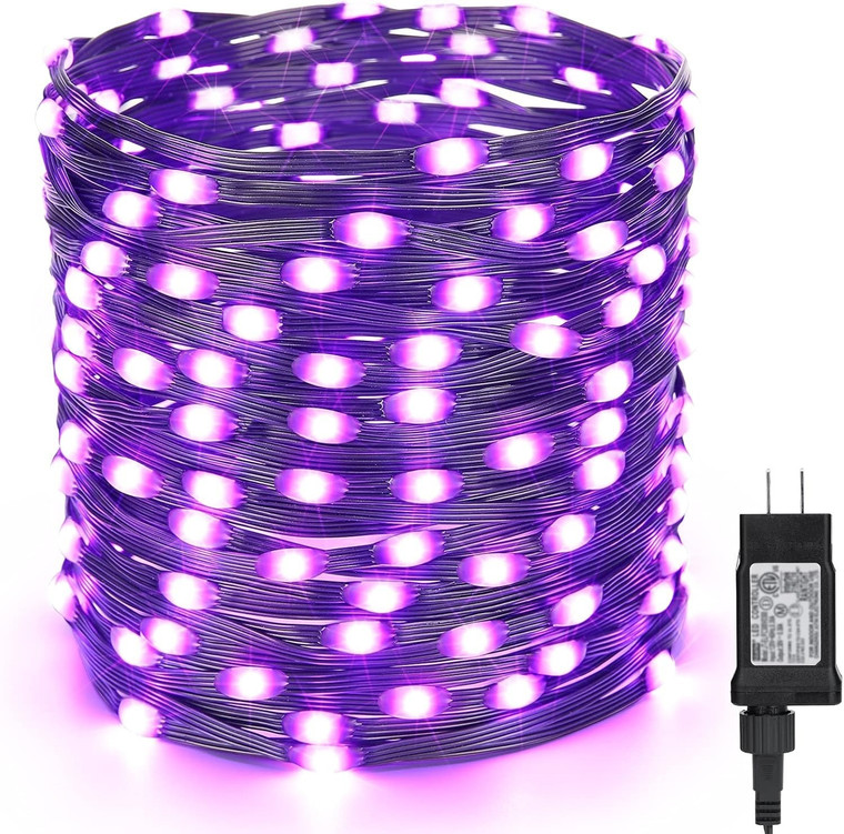 200 LED Purple Halloween String Lights 72ft – 8 Modes, Waterproof & Timer