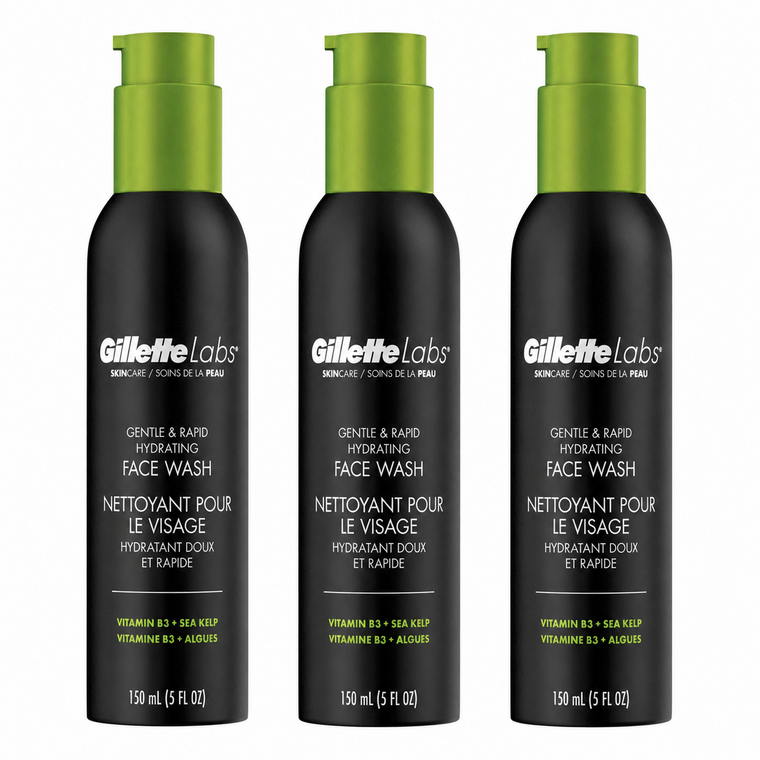 Gillette Labs Hydrating Face Wash 5 oz 3-Pack – Vitamin B3 & Sea Kelp