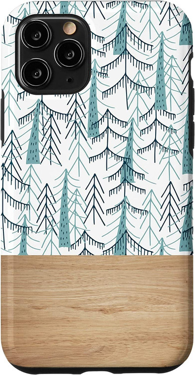 iPhone 11 Pro Boho Pine Tree Forest Teal Heavy Duty Phone Case