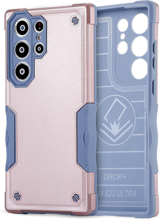 Dual Layer Samsung Galaxy S23 Ultra Case - Pink Slim Grip 10ft Drop Protection