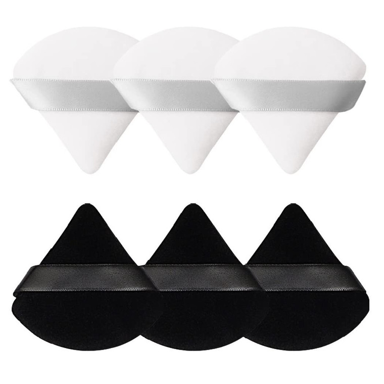 6-Pack Triangle Velour Powder Puff Set for Contour & Loose Powder