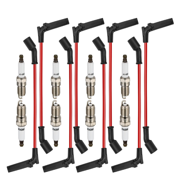 BDFHYK iridium spark plug and silicone wire set 41-962 9748RR for 5.3L 6.2L V8 engines, complete replacement kit
