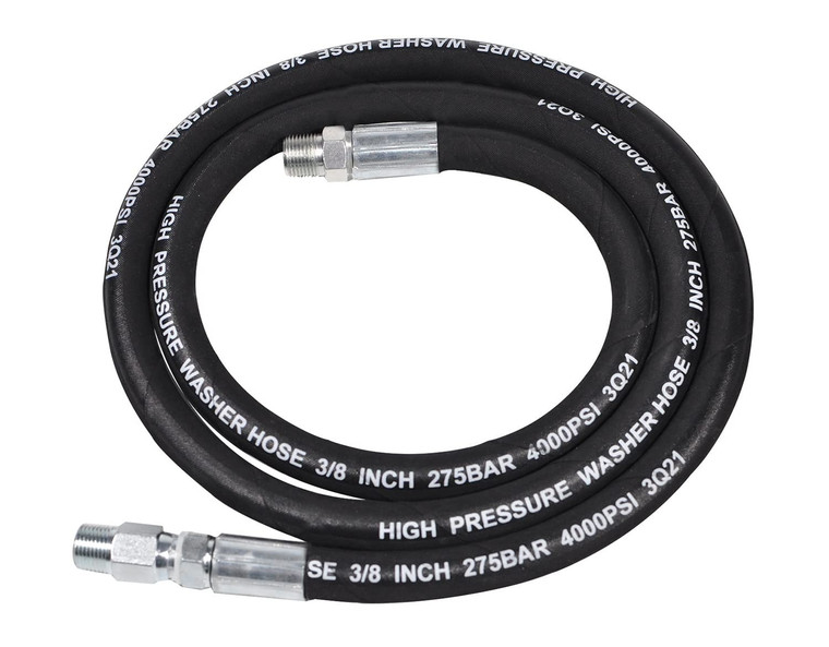 YAMATIC 5-foot black steel braided pressure washer whip hose with 3/8 inch swivel steel NPT fitting connector