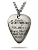 Shields Of Strength Men's Antique Finish Guitar Pick Necklace-Psalm 101:1-Back View