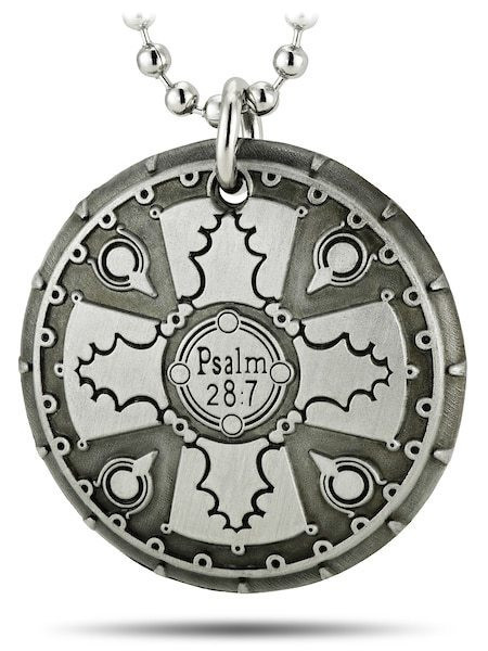 Christian Shield Necklace | Psalm 28:7 