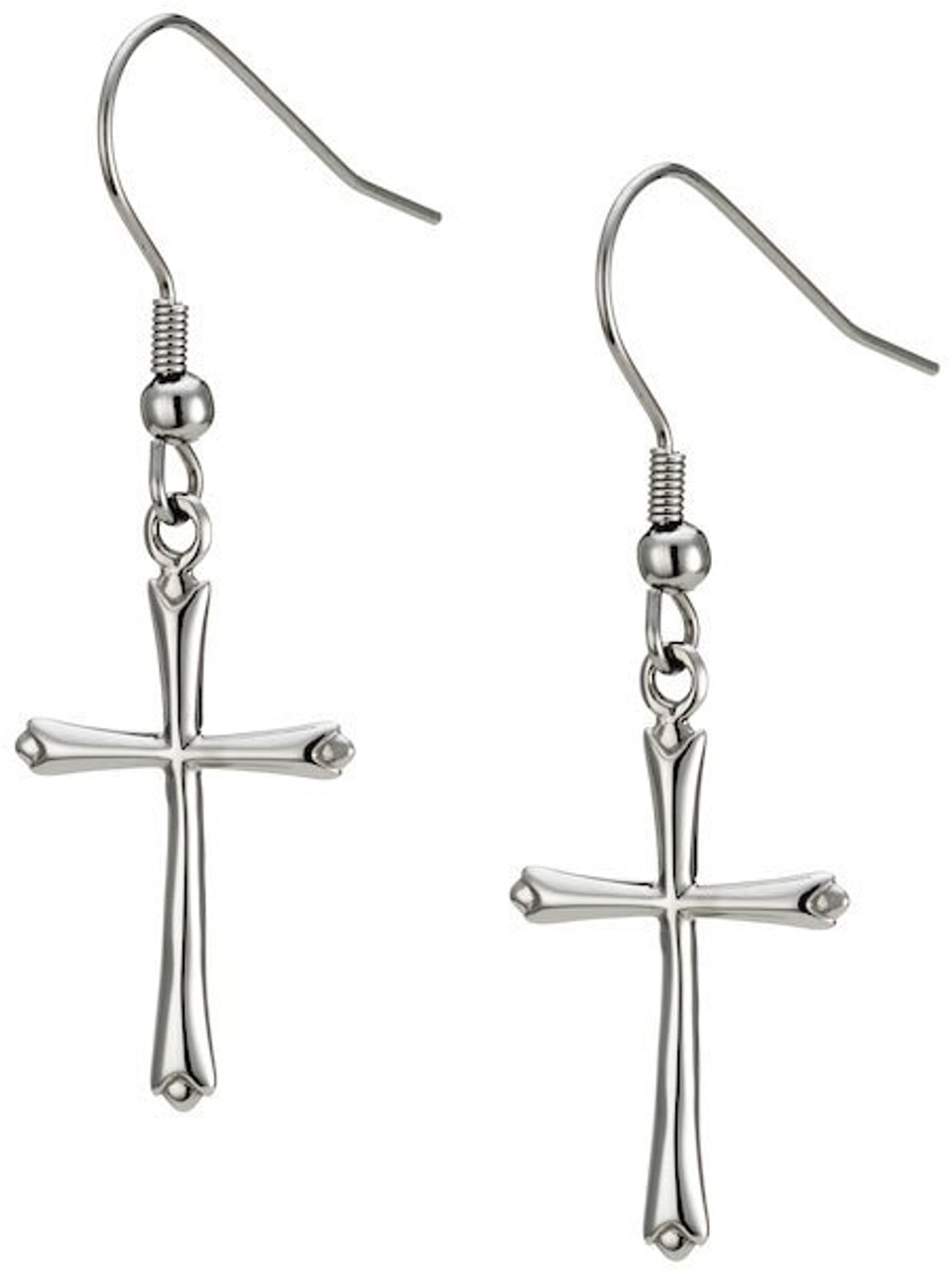 Stainless Steel Mini Thin Cross Pair of Earrings