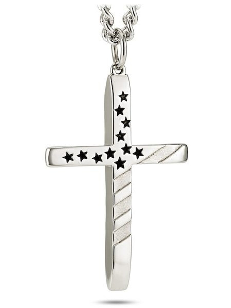 Men's Stainless Tapered Flag Cross Necklace - John 19:30