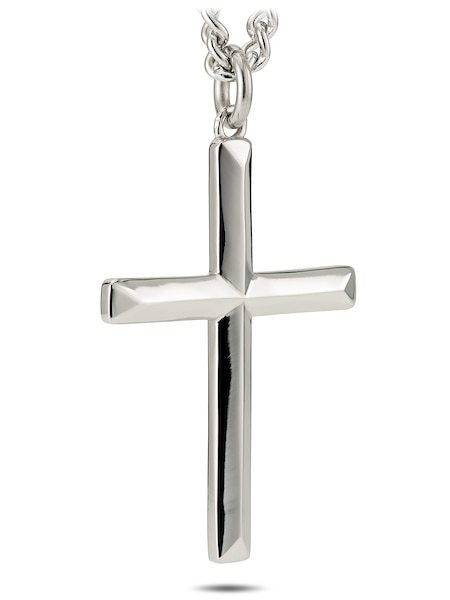 Stainless Ridge Cross Necklace-John 19 