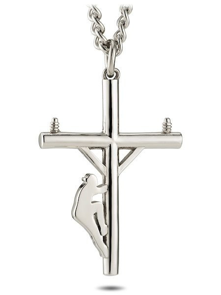 Stainless Steel Lineman Cross Necklace 