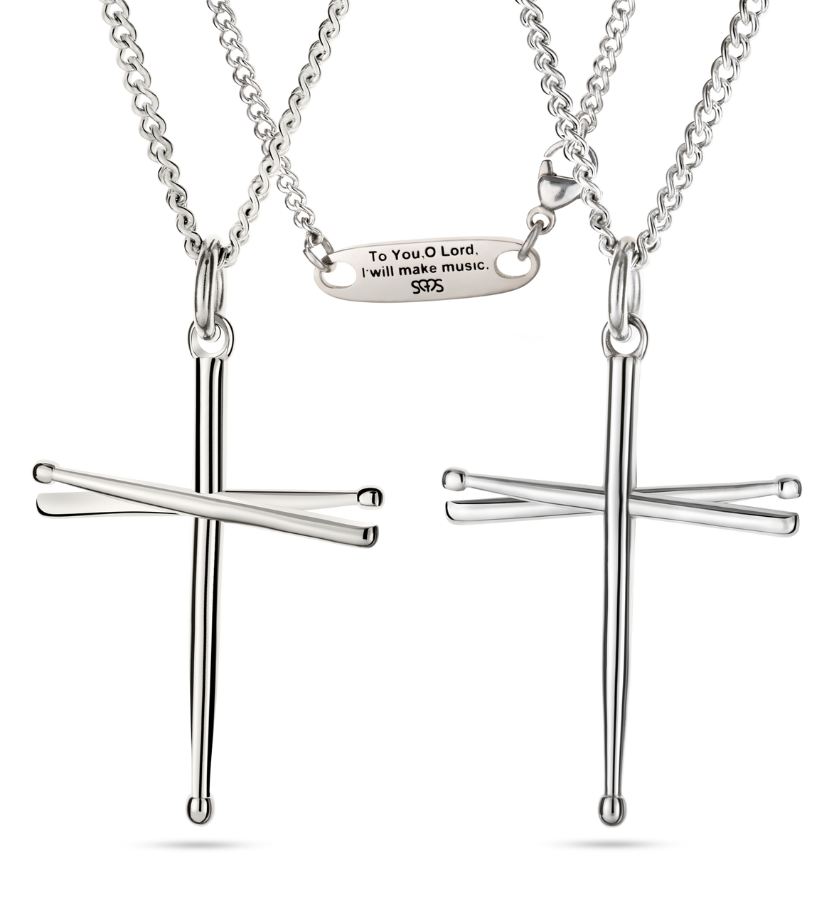 Men's Drumstick Cross Necklace- Psalm 25:4