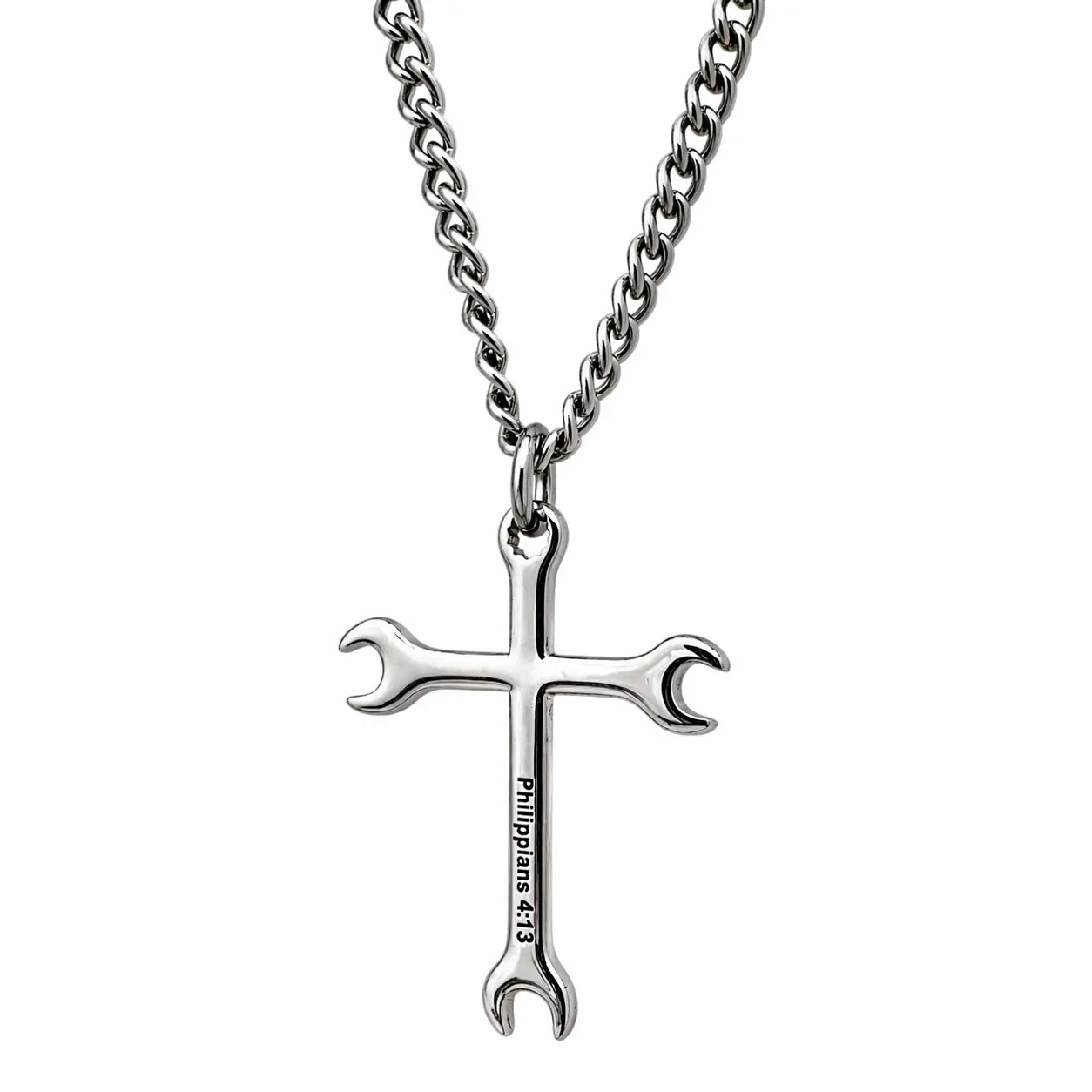 Philippians 4:13 Wrench Cross Necklace — Shields of Strength