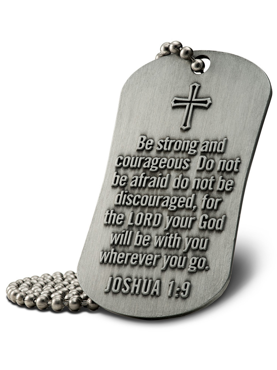 Antique Christian Dog Tag Joshua 1:9 Psalm 911