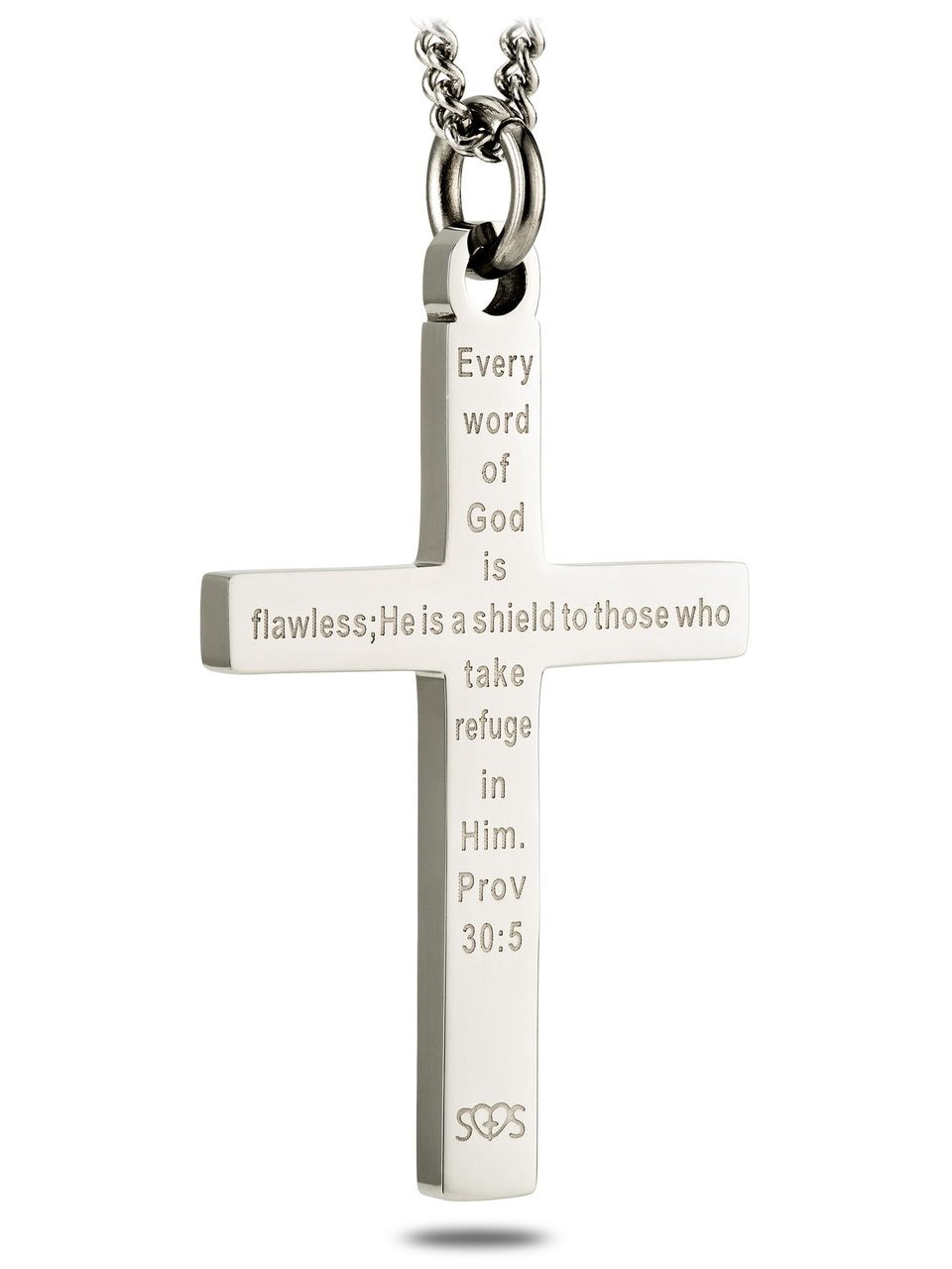 Canada Flag Cross Pendant Necklace - Stainless Steel Chain With Bible Verse, 24 Inch