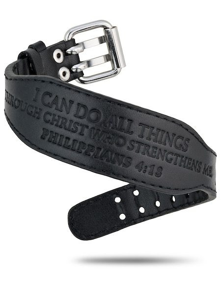 Women's Black Genuine Leather Weight Belt Bracelet