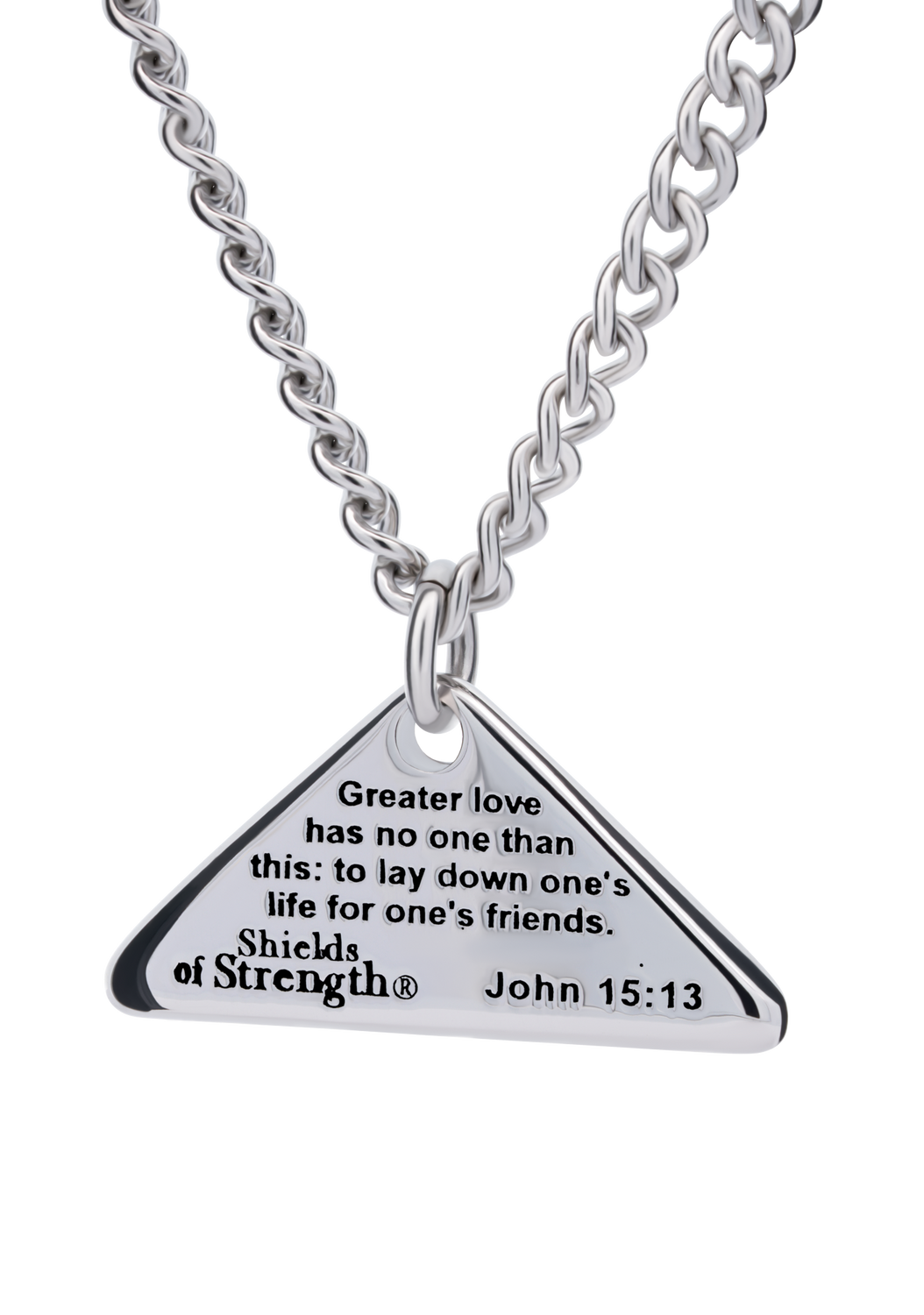 Men's Folded Flag Necklace Stainless Steel John 15:13