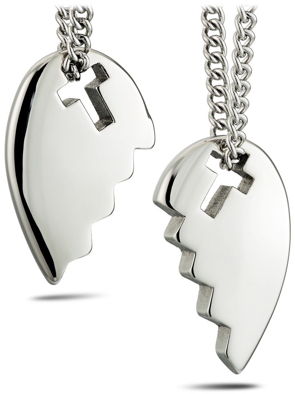 Friends Stainless Split Heart Cross Necklace Genesis 31:49