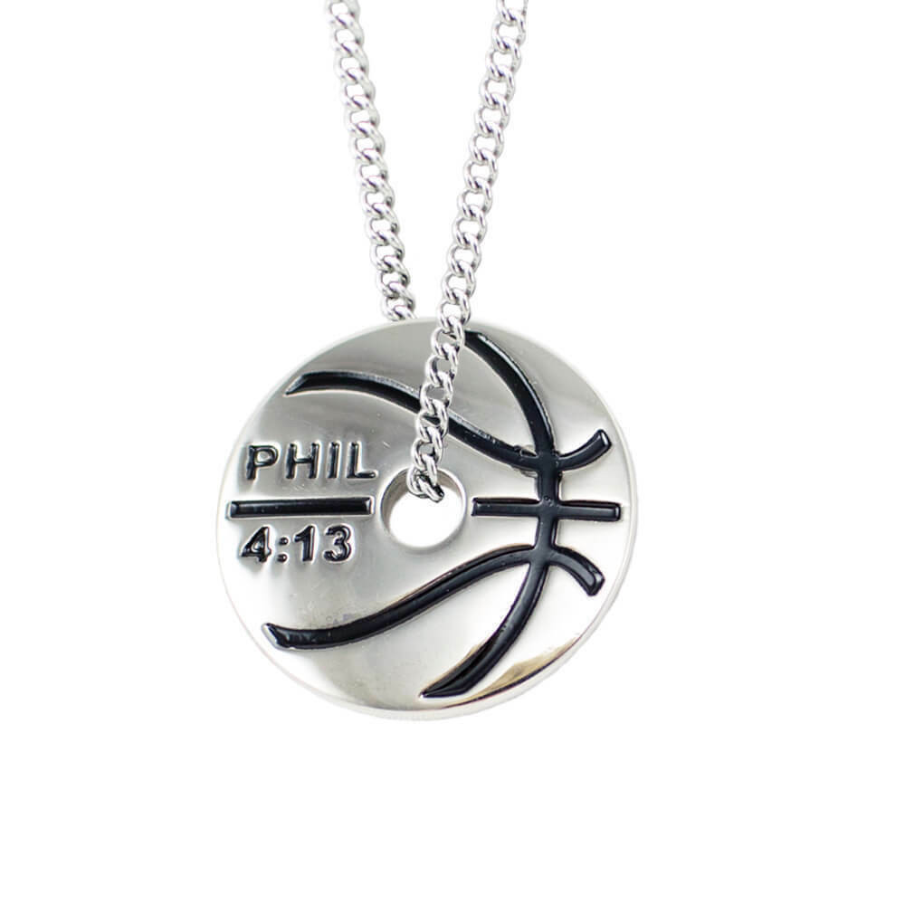 Men's Basketball Necklace Phil 4:13 Pendant
