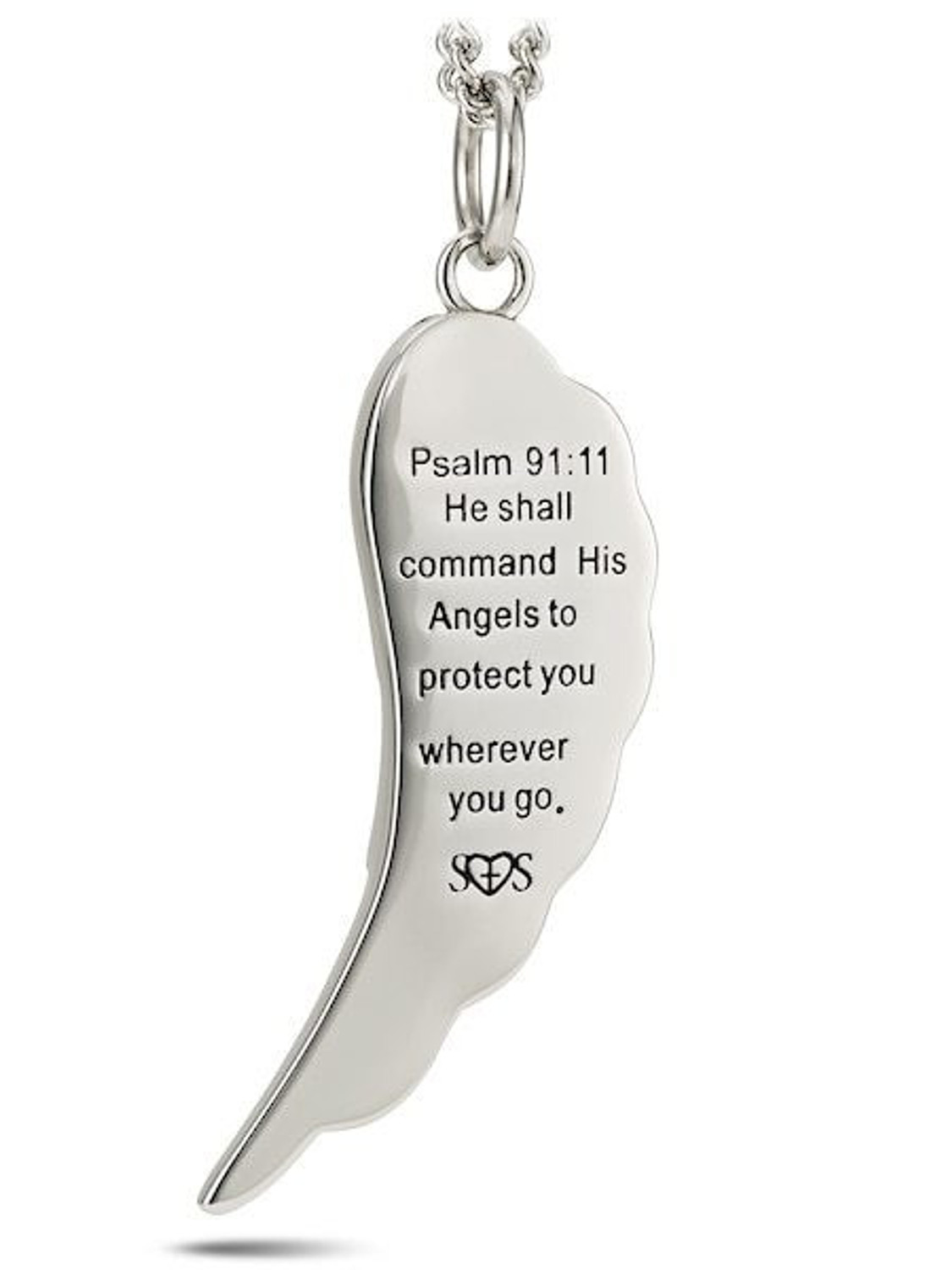 Flag Angel Wing Necklace for Women Psalm 91:11