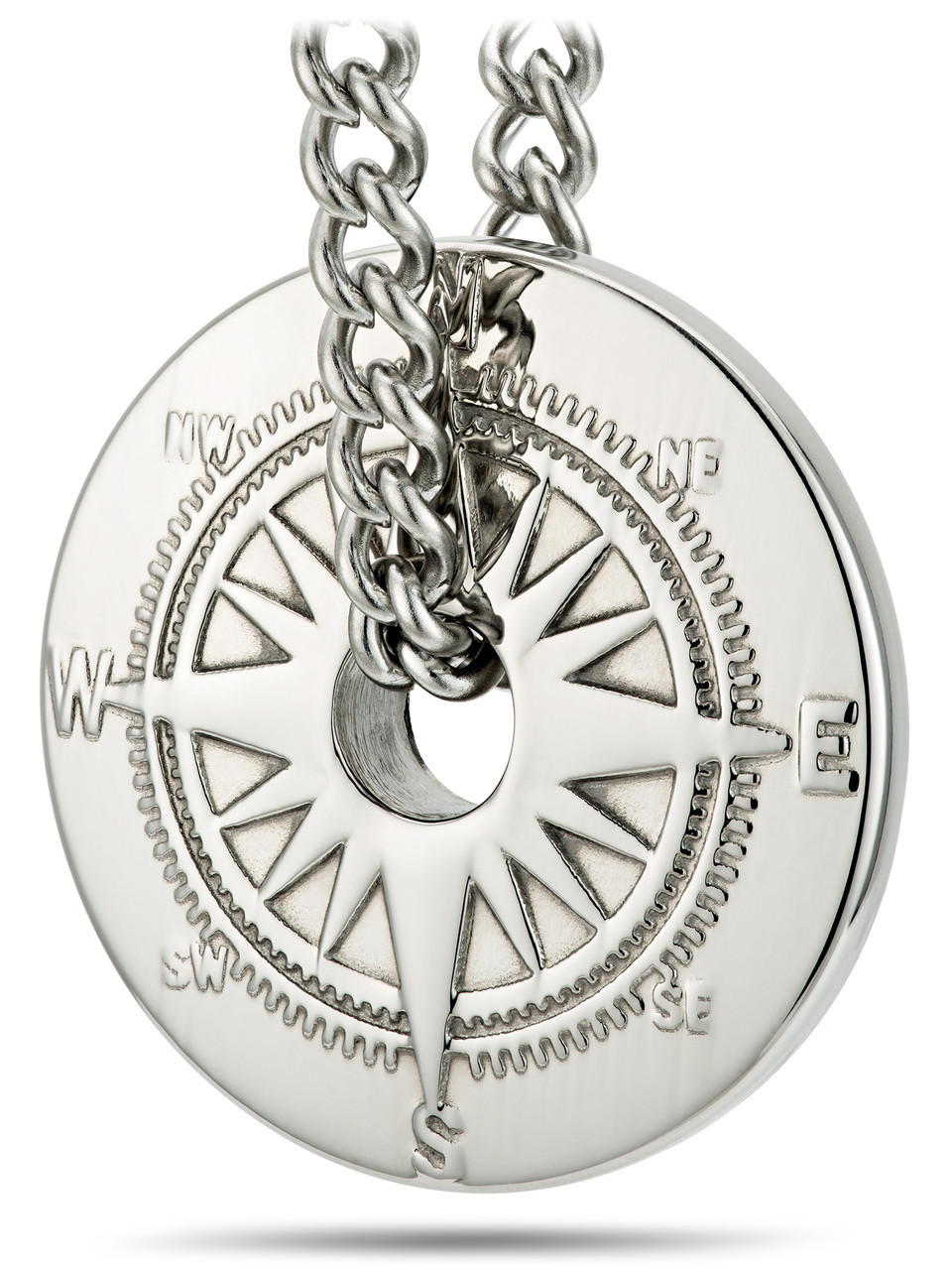 Men's Stainless Steel Compass Necklace Psalm 25:4-5 Guidance