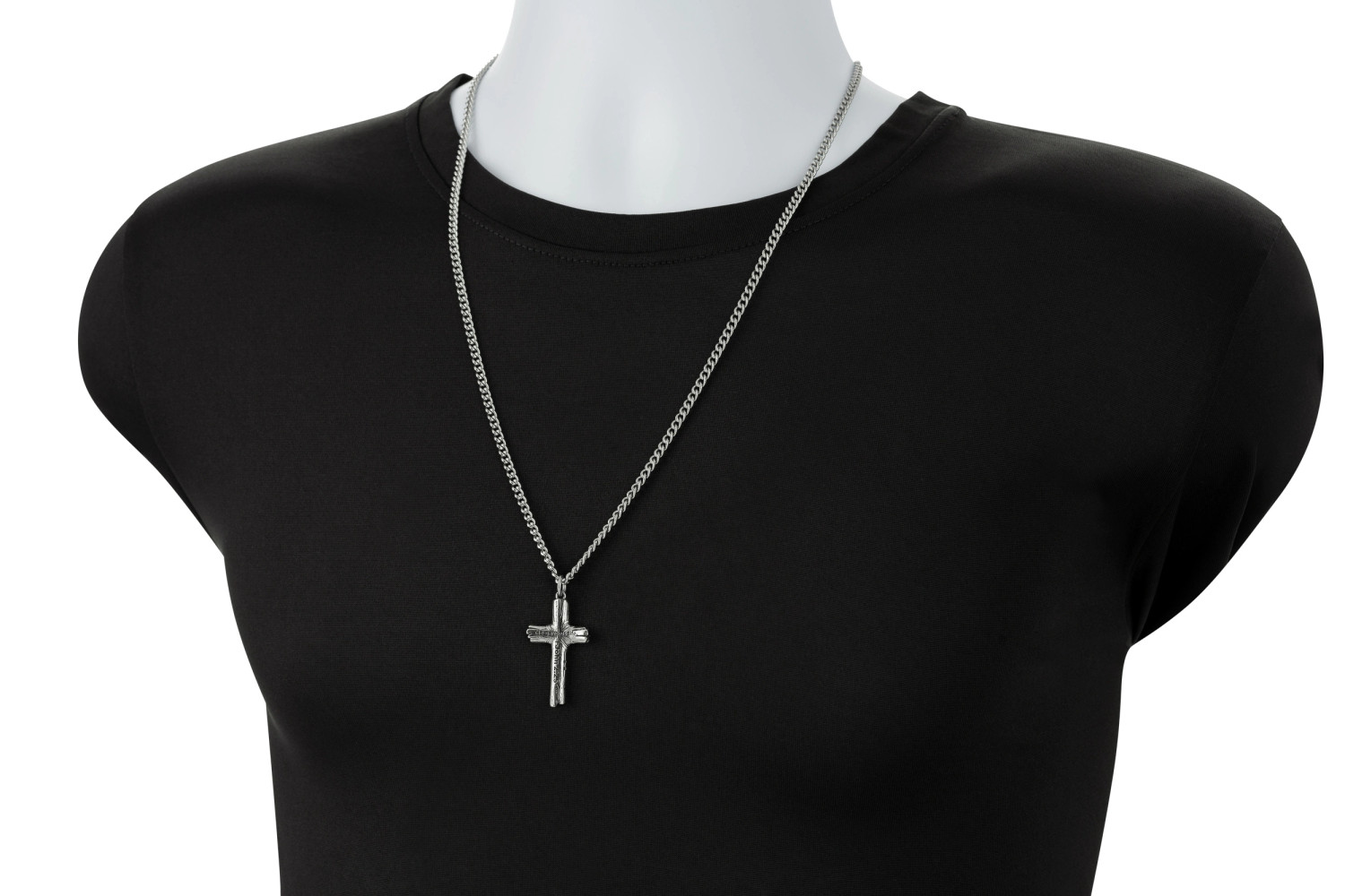 Men's Woodgrain Cross Necklace | 1 John 2:25 Inscription