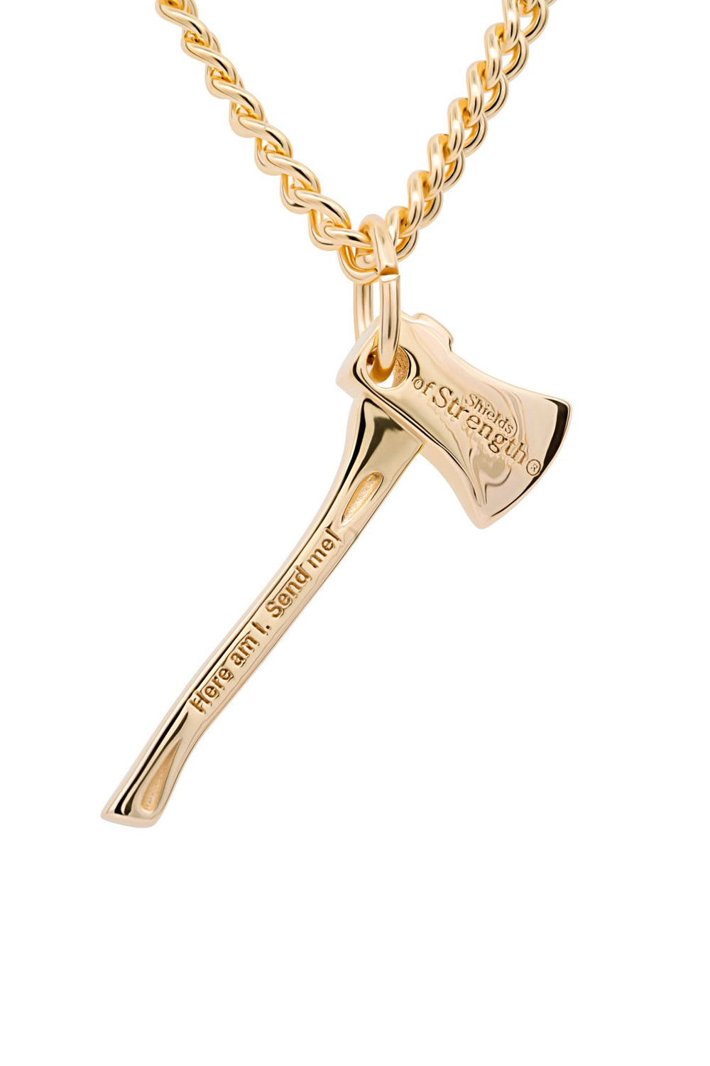 Men's Axe Necklace Isaiah 6:8 Stainless Steel Gold Plated