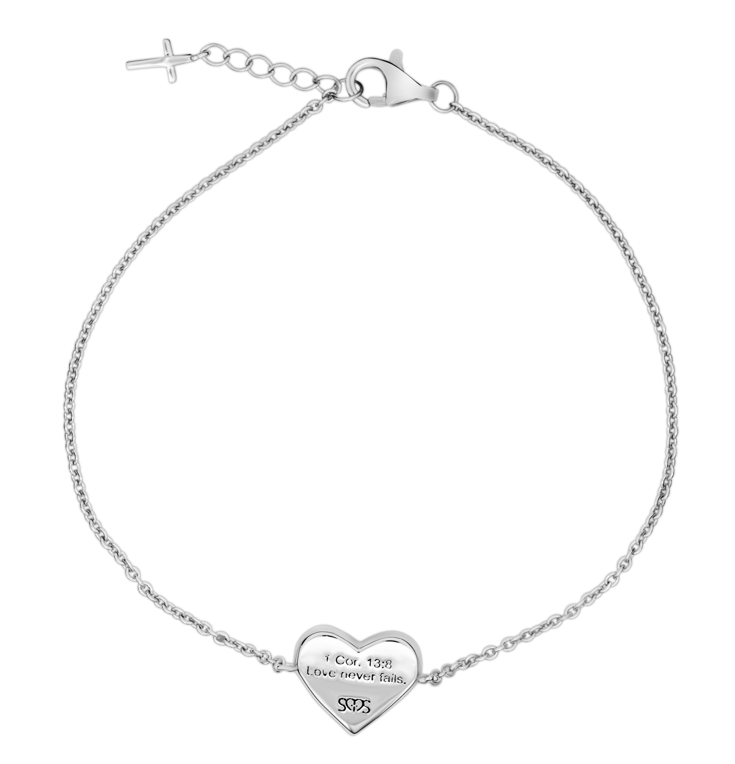 GOD ONLY KNOWS PEARL HEART BRACELET Mサイズ Mother of Pearl Heart Bracelet | 1 Corinthians 13:8