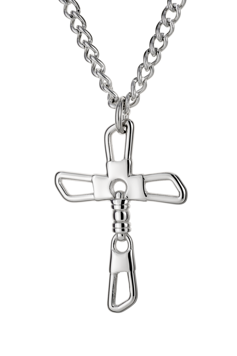 Men's Fishers of Men Cross Necklace Matthew 4:19 Gold Steel
