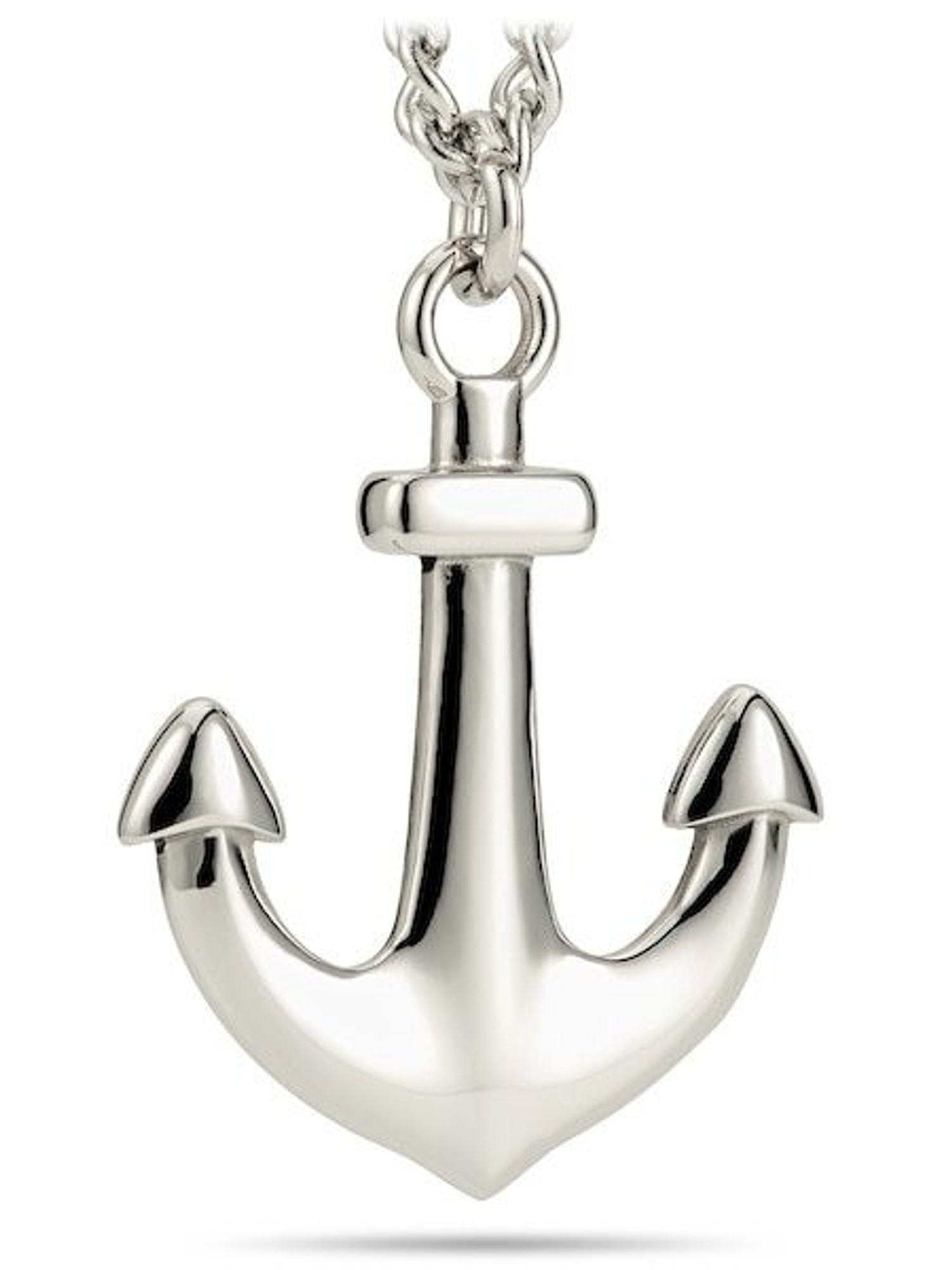 Anchor Pendant with Black Diamonds in Sterling Silver