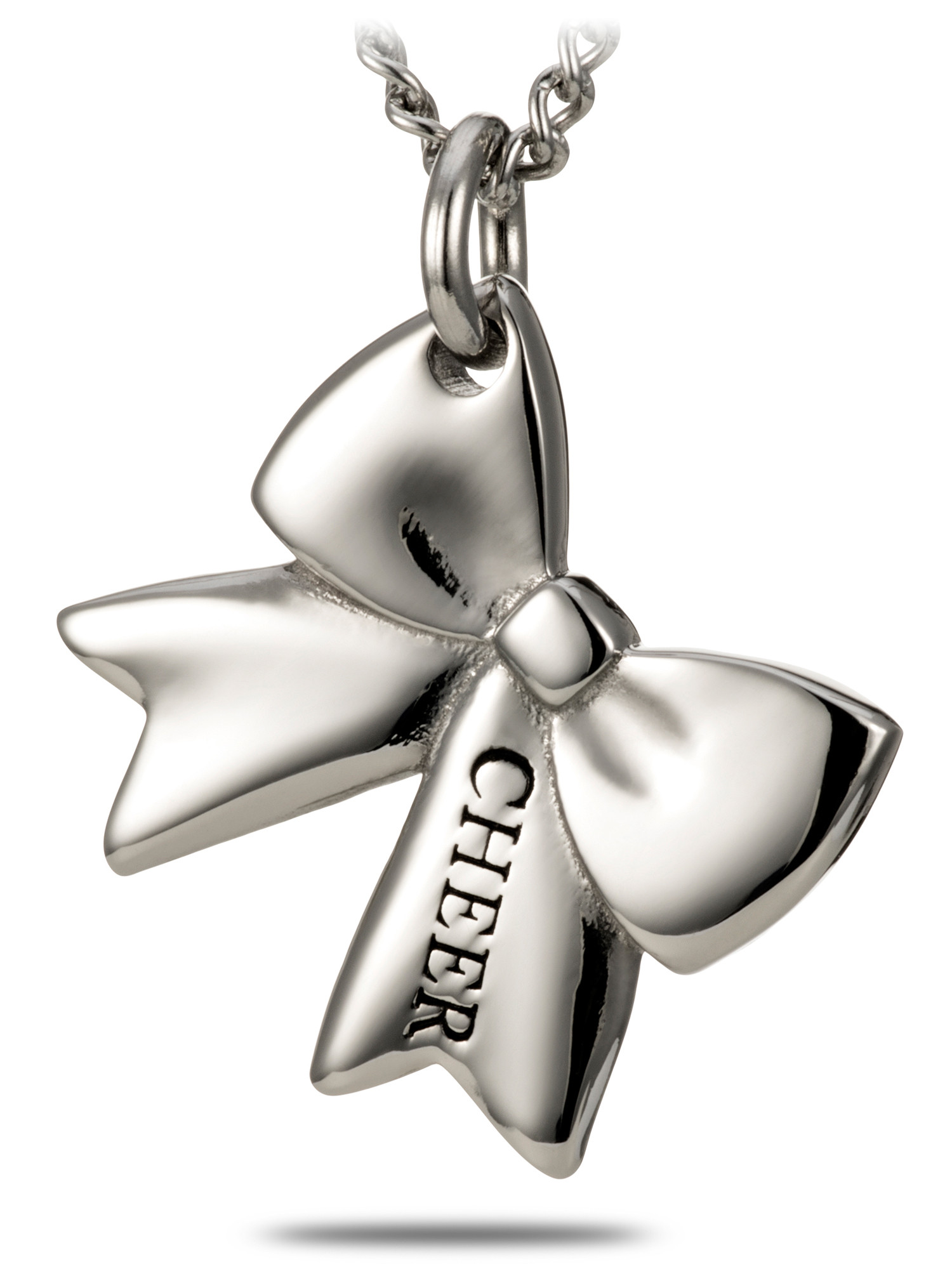 Stainless Steel Cheer Bow Necklace-Romans 8:31, Women's, Size: 24, Silver