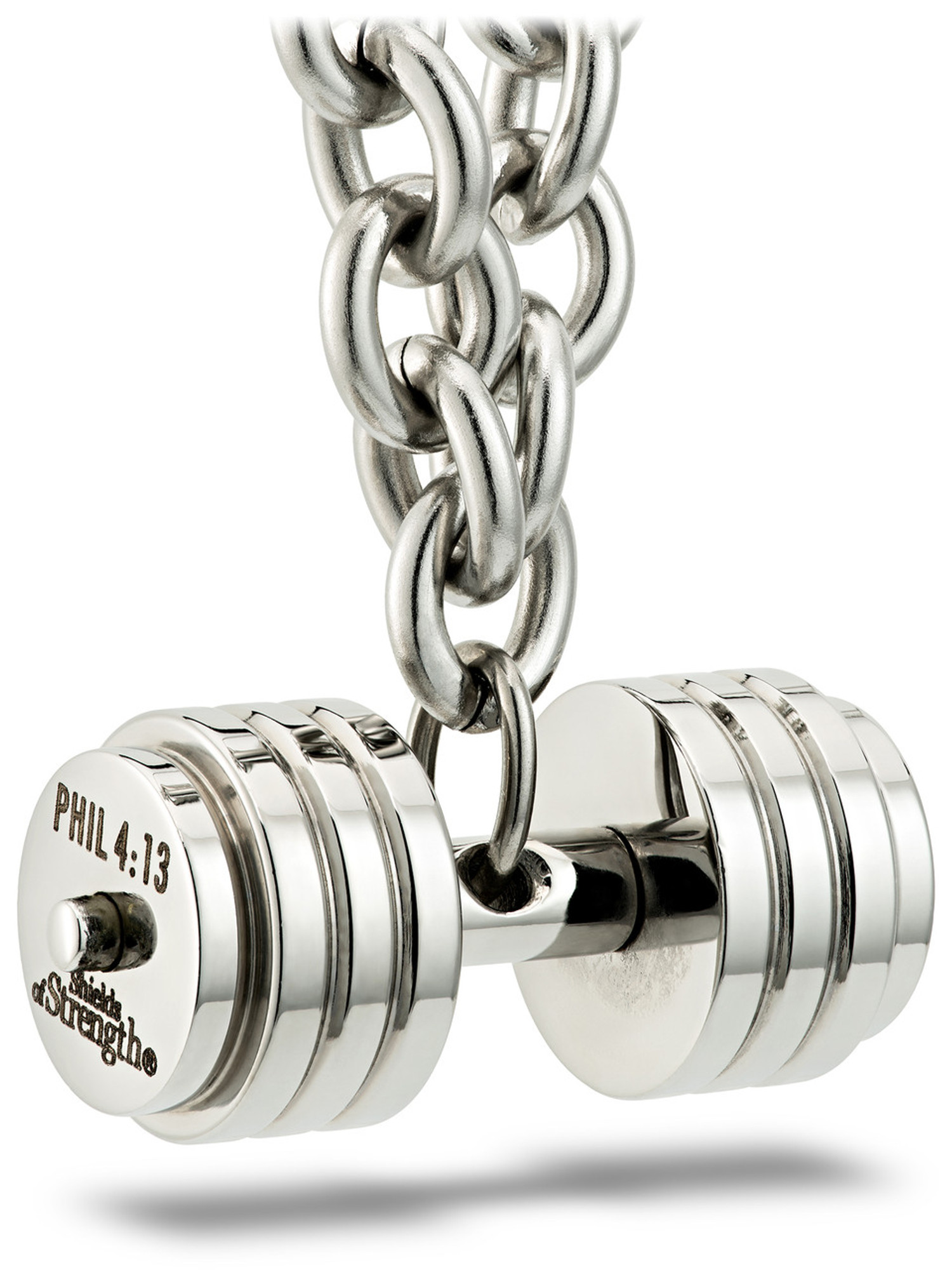 Shields of Strength Phil 4:13 Stack Plate Dumbbell Key Chain