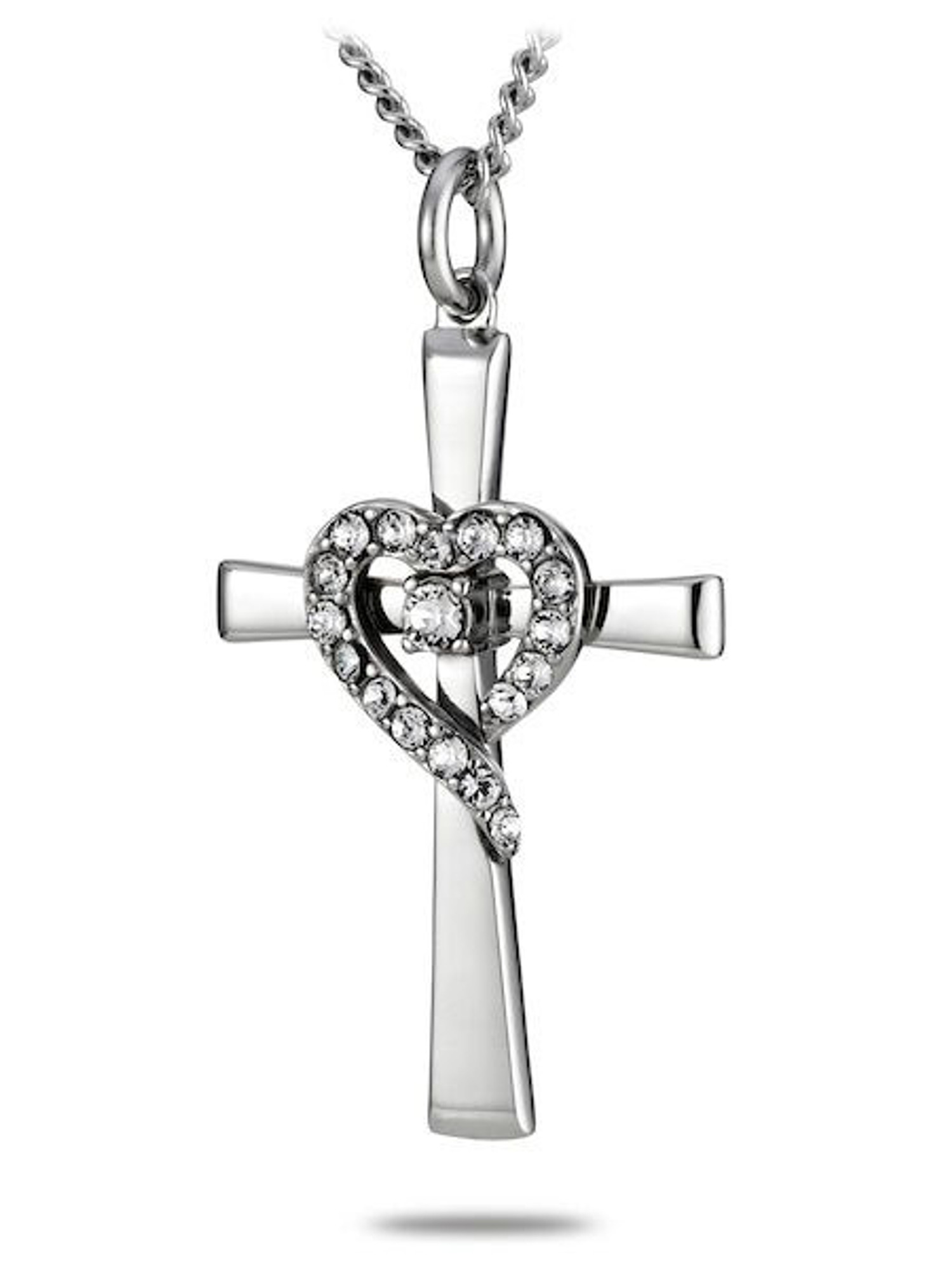 Cross with Crystal Heart Necklace | Isaiah 46:4