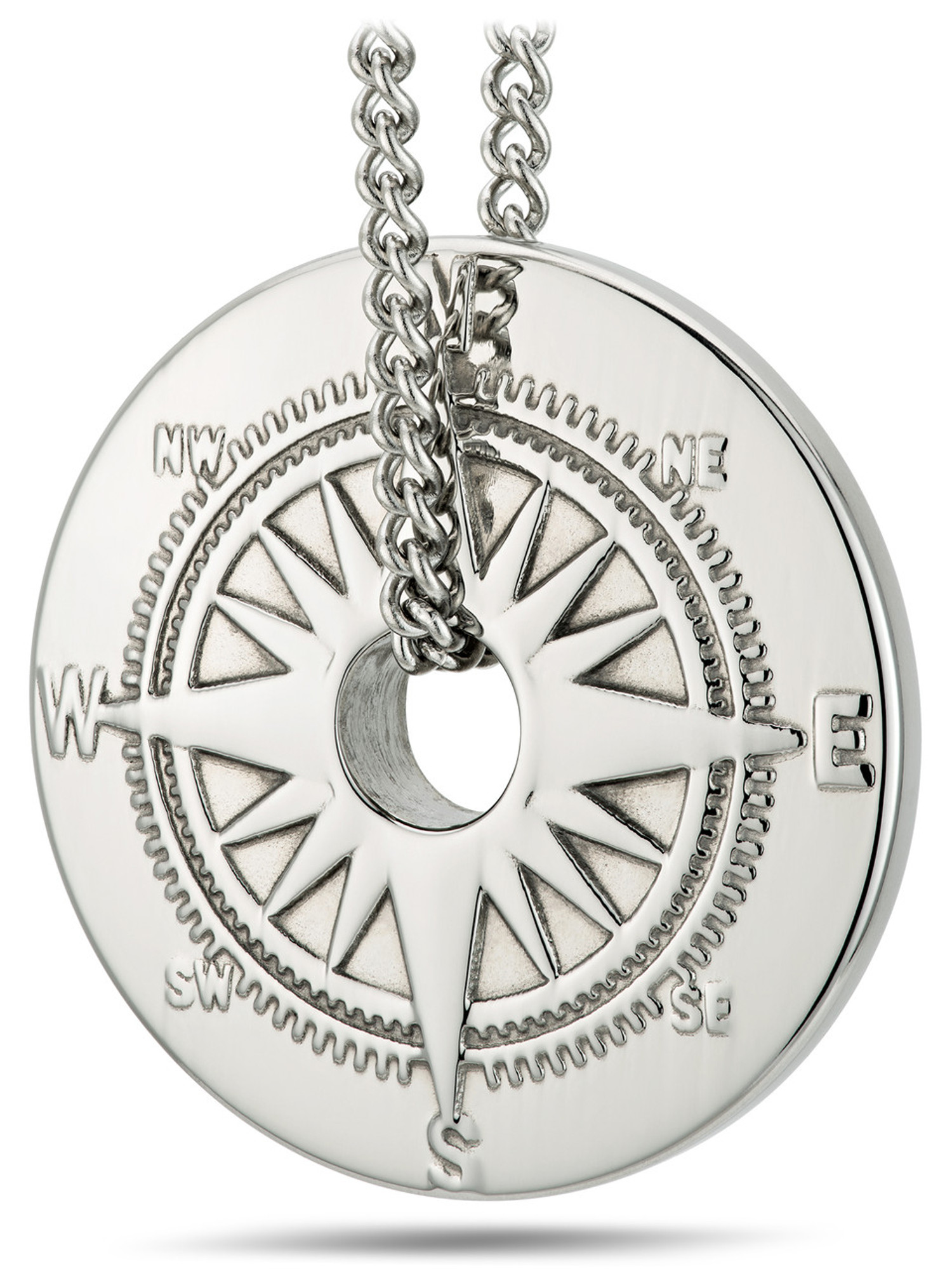 Women's Stainless Steel Compass Necklace - Psalm 25:4-5