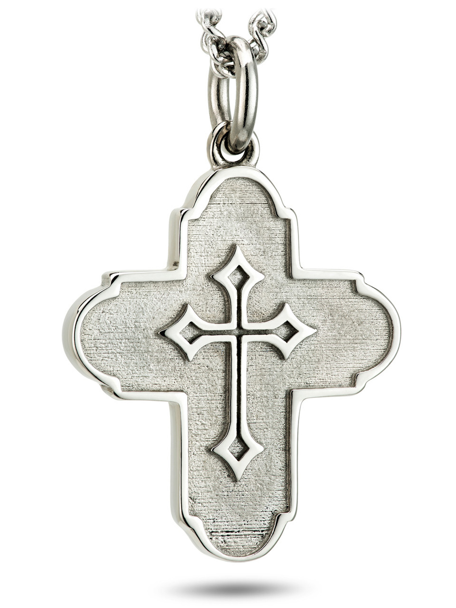 Silver Tone Tripe Layer Diamante Cross Necklace | Yours Clothing