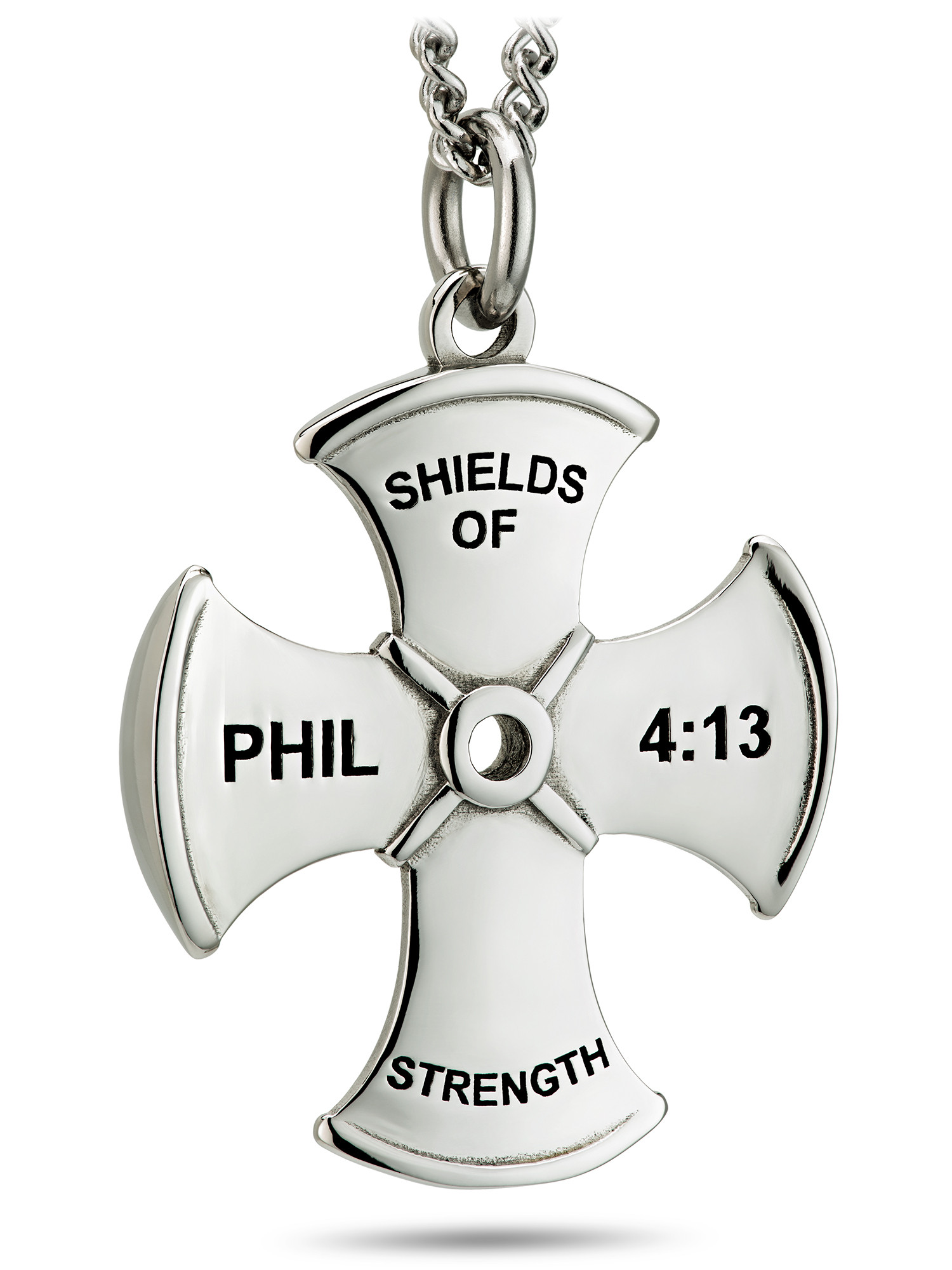 Men s Large Stainless Steel Weight Plate Cross Necklace Phil 4 13