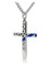 Shields of Strength Men's Stainless Steel Police Officer Thin Blue Line Flag Design Necklace Engraved With John 19:30- Front View