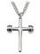 Shields Of Strength Men's Stainless Steel Dumbbell Cross Necklace- John 19:30- Front View