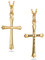 Woman's Solid 14K Gold Mini Thin Cross Necklace- John 19:30-Front and Back View