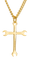 Shields Of Strength Men's Stainless Steel Wrench Cross Necklace- Philippians 4:13-Front View